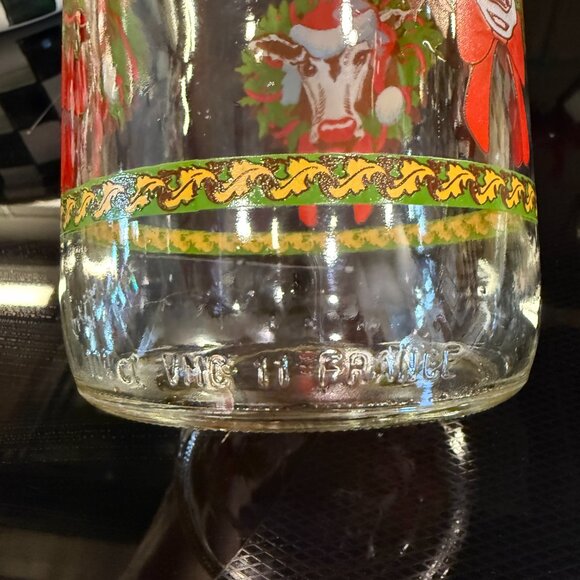 Vintage French Milk Bottle with Christmas Cow - Picture 7 of 11
